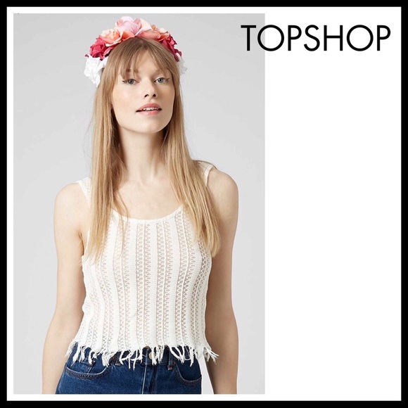 TOPSHOP BOHO CROCHET FRINGE CROP TOP TANK TOP A2C - Picture 8 of 8